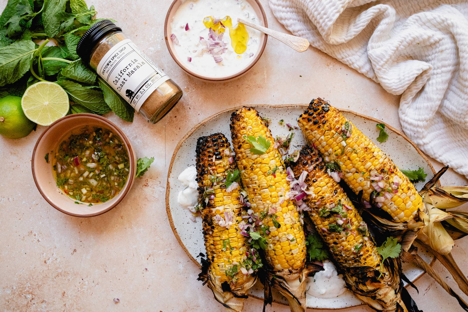 Chaat Grilled Corn with Raita